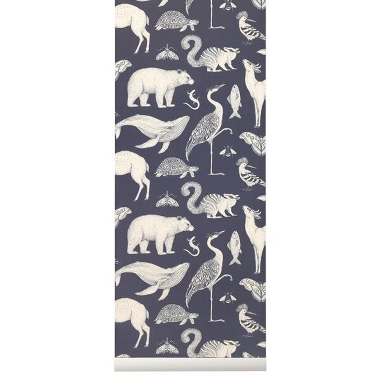 Ferm Living Kattie Scott Wallpaper Animal Dark Blue