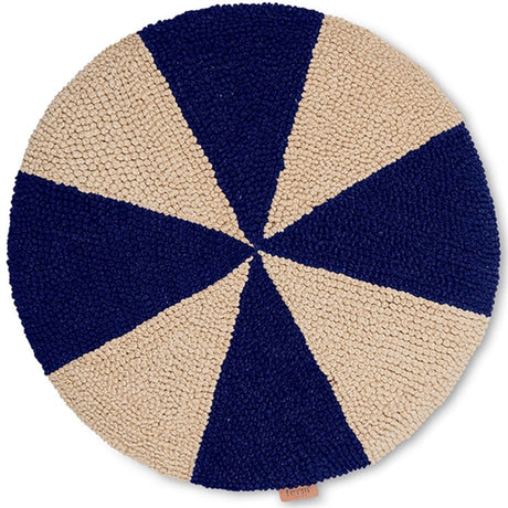 Ferm Living Arch Embr Round Pute Bright Blue Off White