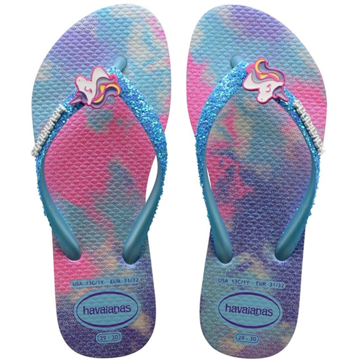 Havaianas Kids Sandaler Slim Glitter Trendy White/BlueWater