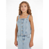 Calvin Klein Strap Denim Topp Powder Blue