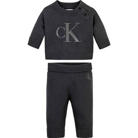 Calvin Klein Metallic Monogram Strikket Genser Sett Dark Grey