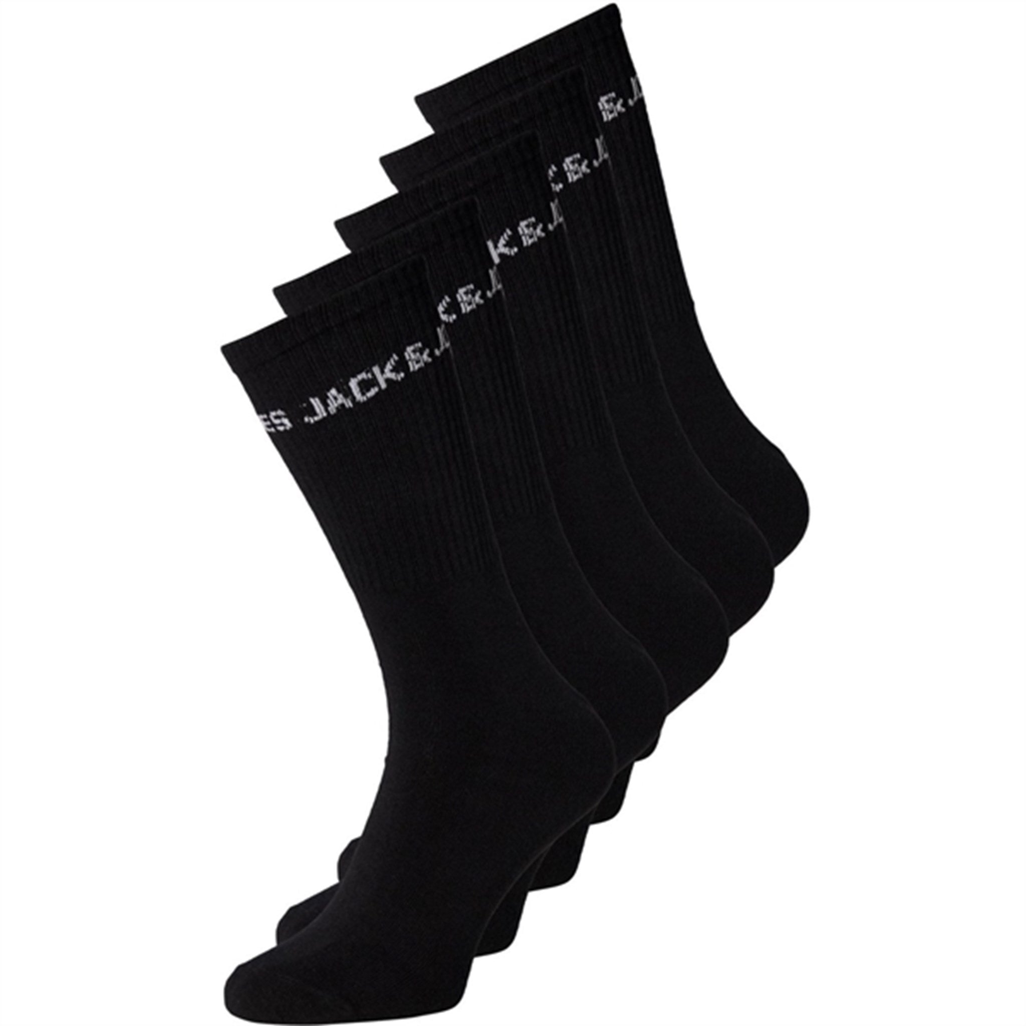 Jack & Jones Junior Black Basic Logo Tennis Sokker 5-pakning Noos 2