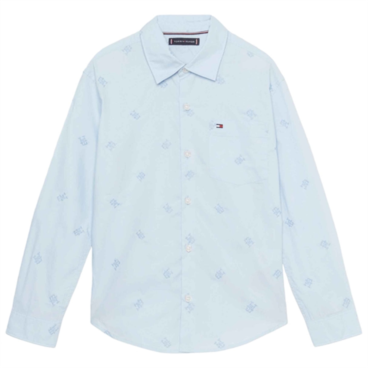 Tommy Hilfiger Monogram Embroidery Skjorte Calm Blue