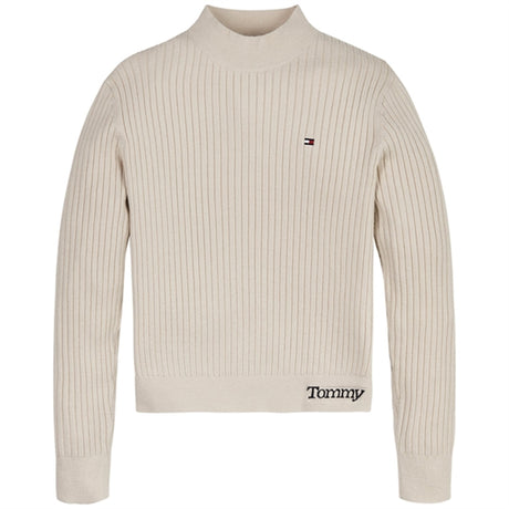 Tommy Hilfiger Comfy Rib Essential Strikket Genser Heathered Oatmilk