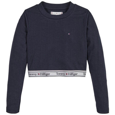 Tommy Hilfiger Tape Rib Crop Topp Desert Sky