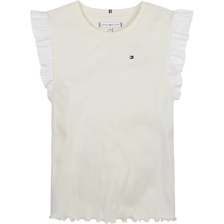 Tommy Hilfiger Ruffle Rib Tank Topp White