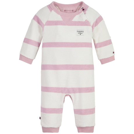 Tommy Hilfiger Baby Striped Towelling Heldrakt Pink Shade / Ancient White Stripe