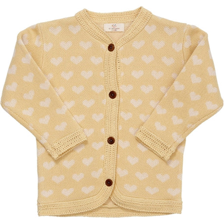 Copenhagen Colors Pale Yellow/Cream Comb. Strikk Cardigan m. Hjerter