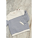 Copenhagen Colors Cream Navy Combi Strikket Striped Sailor Sweater