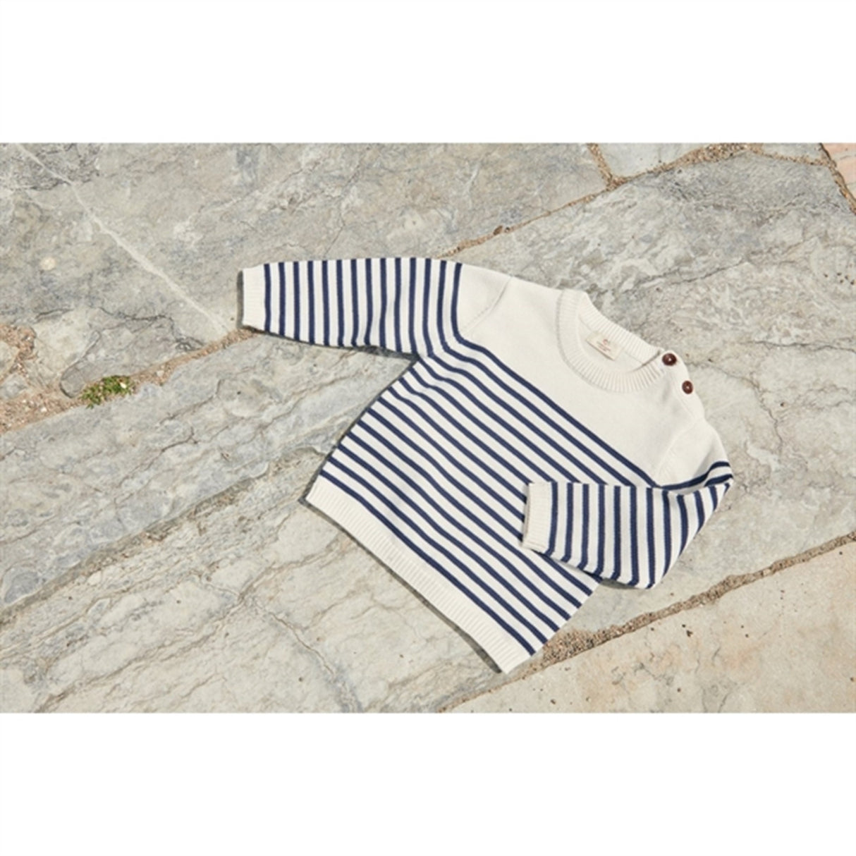 Copenhagen Colors Cream Navy Combi Strikket Striped Sailor Sweater