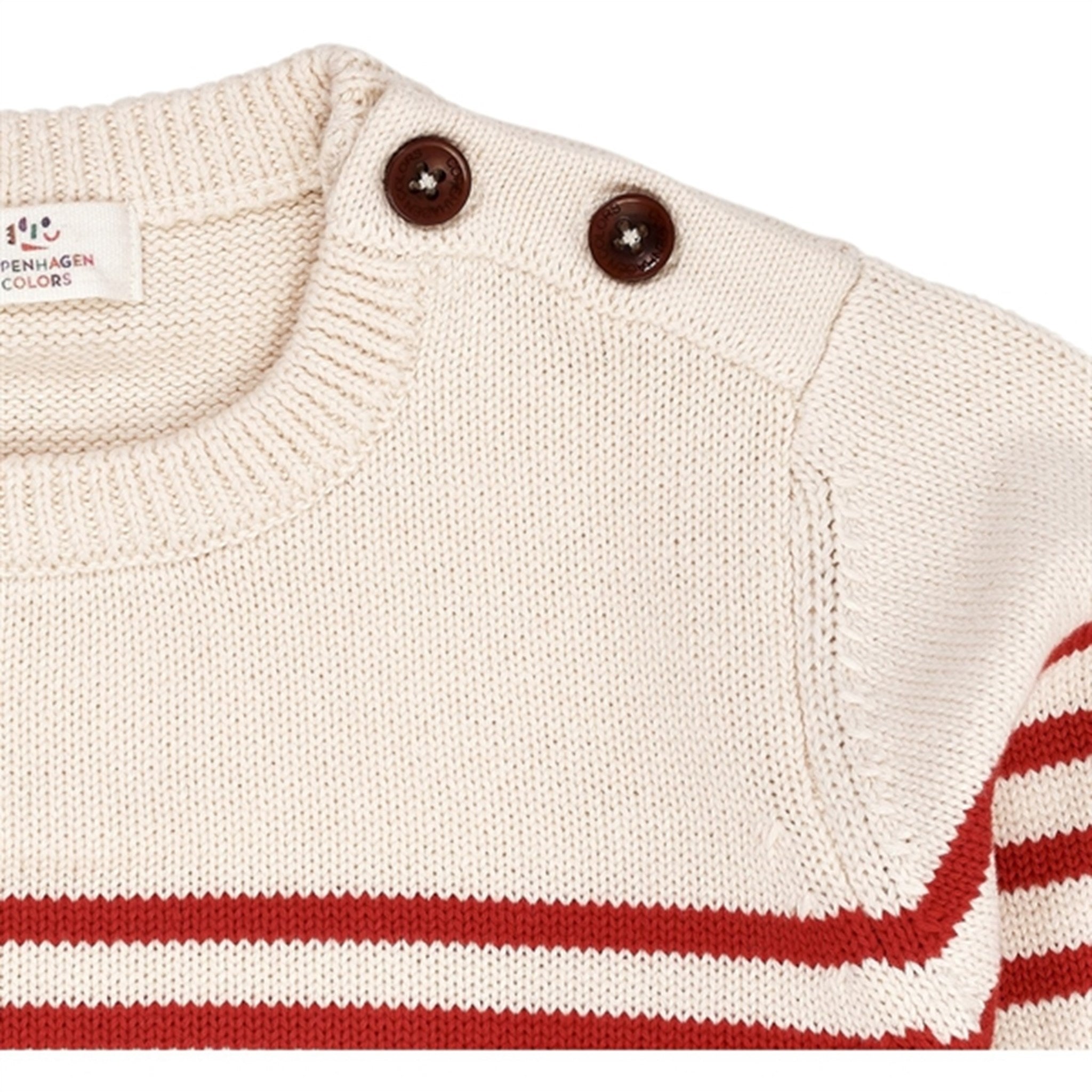 Copenhagen Colors Cream/Red Combi Strikk Sailor Sweater Stripe 7