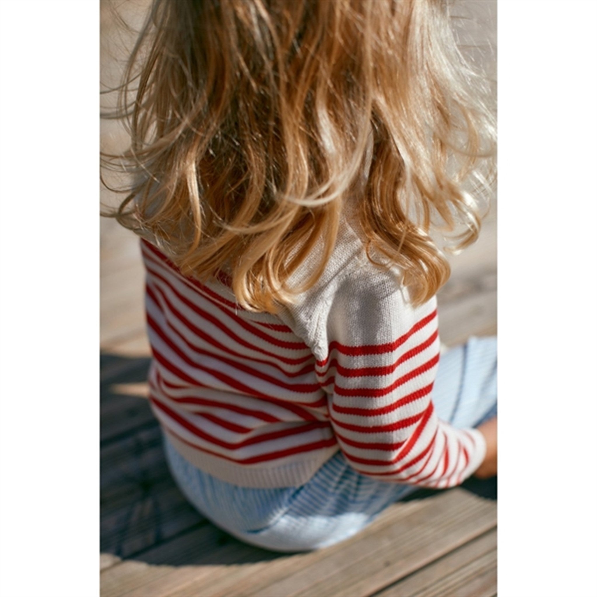 Copenhagen Colors Cream/Red Combi Strikk Sailor Sweater Stripe 6