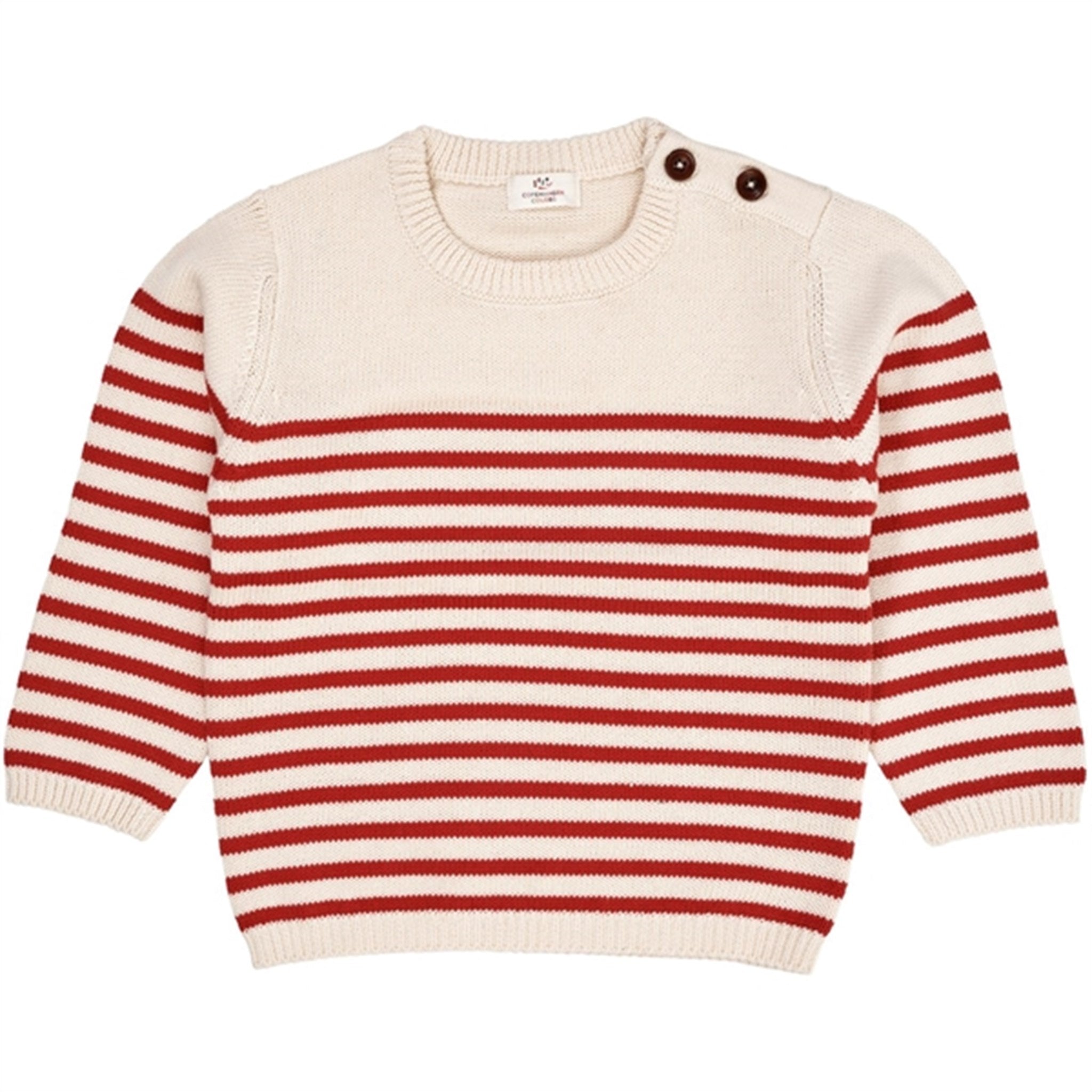 Copenhagen Colors Cream/Red Combi Strikk Sailor Sweater Stripe