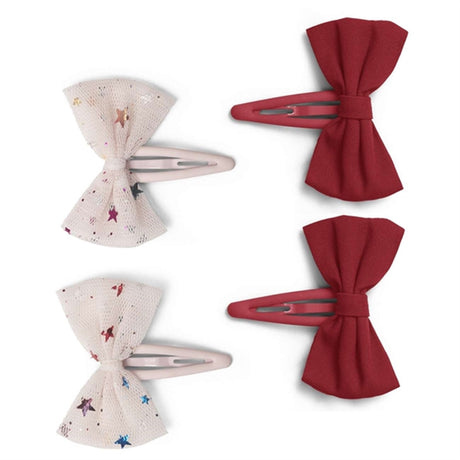 Konges Sløjd Hårclips Tulle Bowtie 4-pak Multi Star/Red