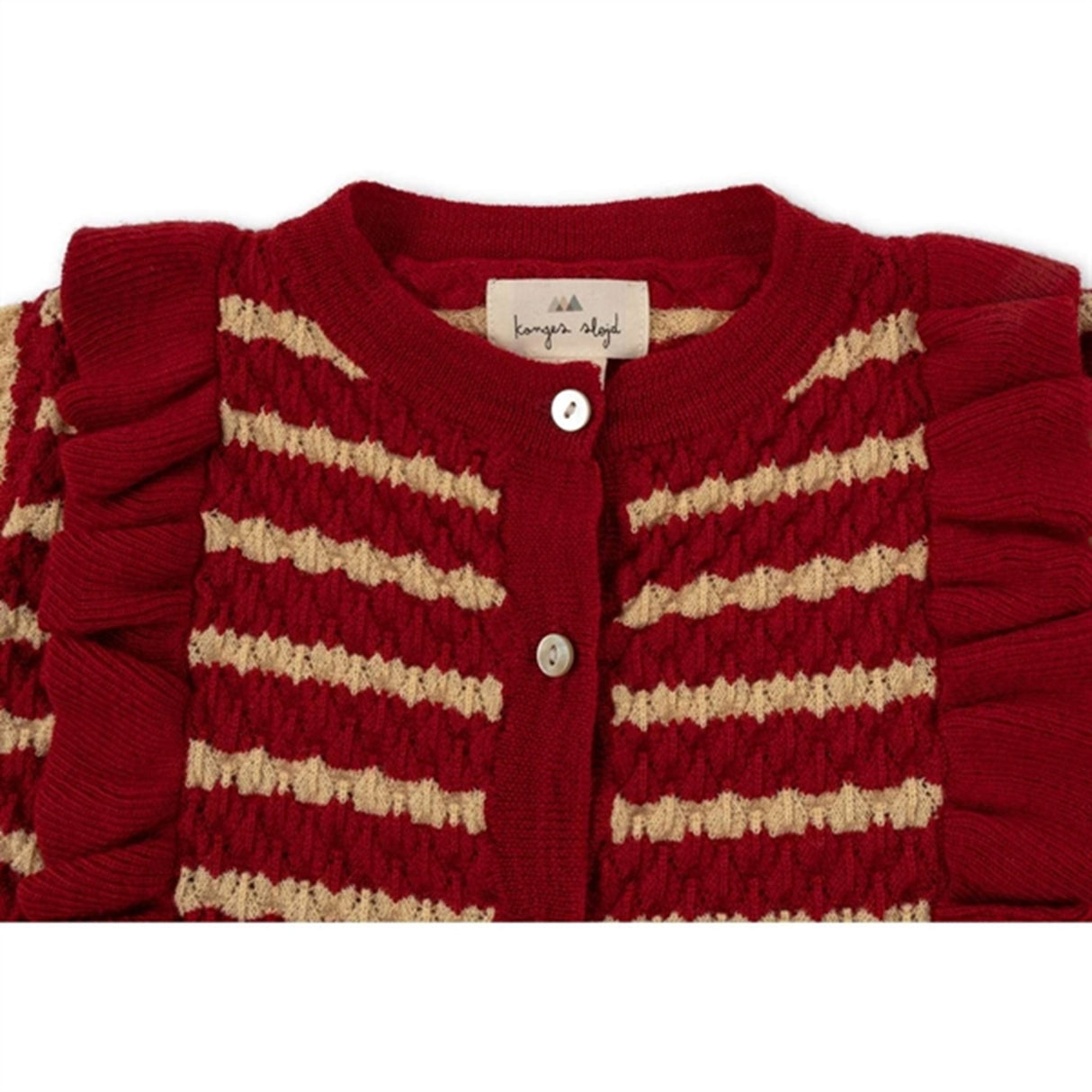 Konges Sløjd Jolly Stripe Cane Strikk Frill Ull Cardigan 2