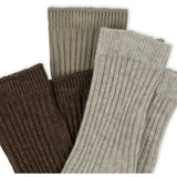 Konges Sløjd Soft Grey/Ment/Brown 3-Pak Rib Sokker 4