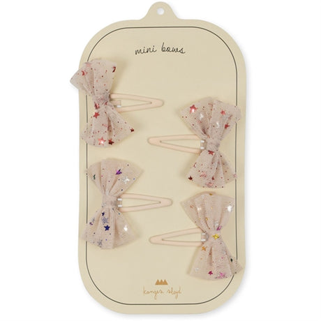 Konges Sløjd Hår Clips Tulle Bow 4-Pak Etoile Multi Brazilian Sand