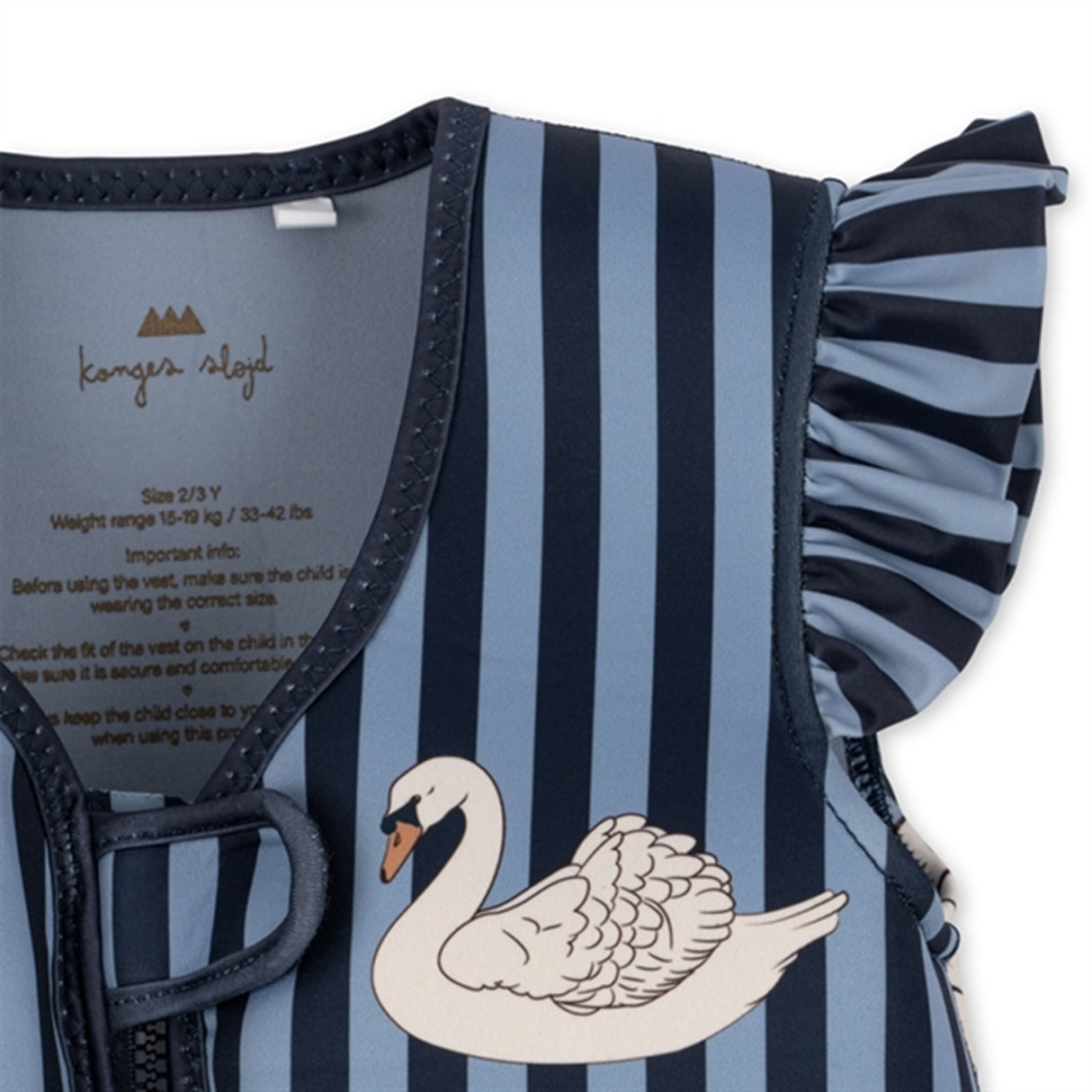 Konges Sløjd Neoprene Frill Svømmevest Swan Stripe 3