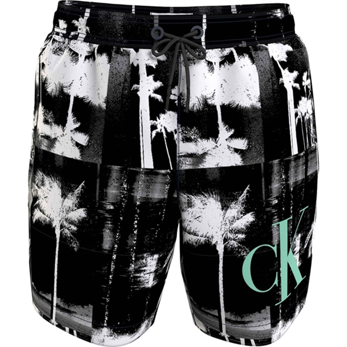 Calvin Klein Medium Drawstring Svømmeshorts Ck Palm Black Aop