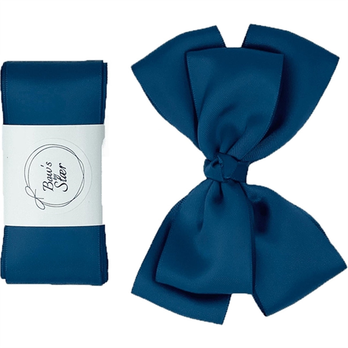 Bow's by Stær Dåbsbånd Satin m. Dobbelt Sløjfe Navy