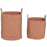 OYOY Dot Bomuldsreb Kurv 2-pakning Caramel