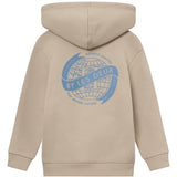 Les Deux Kids Light Desert Sand/Washed Denim Blue Globe Zipper Hoodie 4