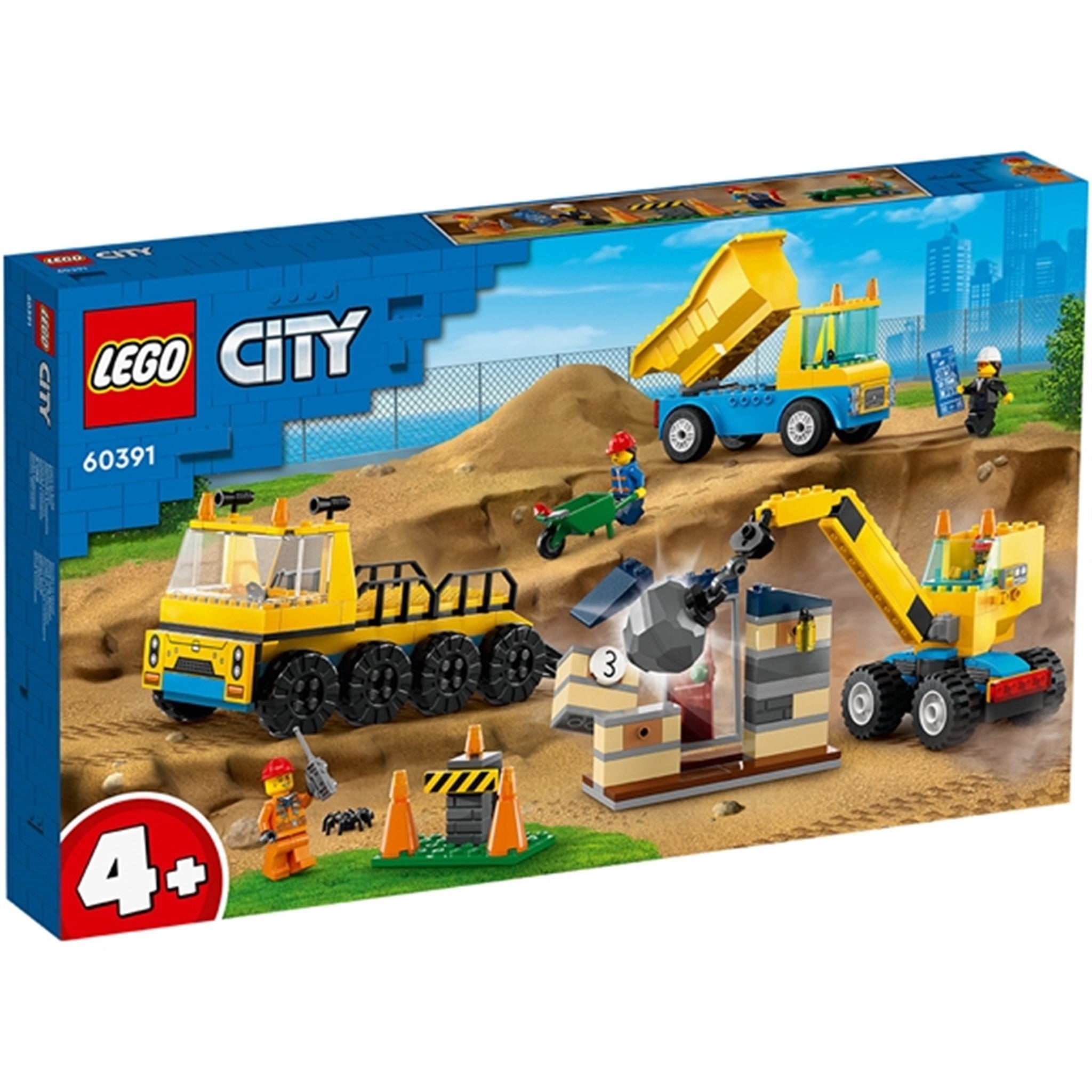 LEGO® City Anleggsmaskiner og Kran med Rivningskule