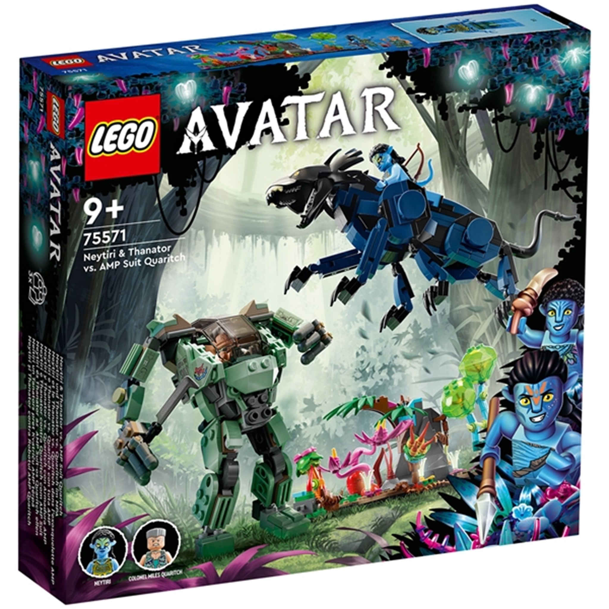 LEGO® Avatar Neytiri og Thanator mot Quaritch i AMP-Robotdrakt