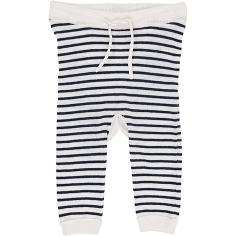 Copenhagen Colors Cream/Navy Comb. Strikk Leggings m. Striper