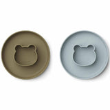 Liewood Gordon Silicone Tallerken 2-pak Mr Bear Blue Fog / Khaki Mix