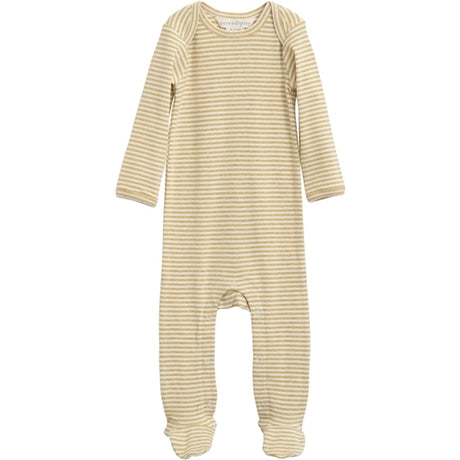 Serendipity Chamomile/Offwhite Baby Heldrakt m. Fødder Stripe