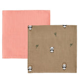 OYOY Panda Muslin Stoffbleie 2-pakning Khaki / Rose