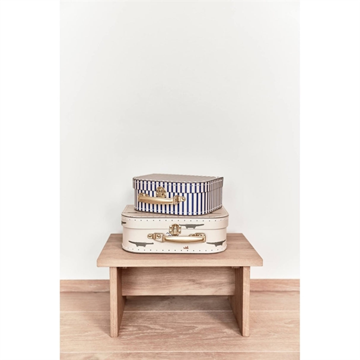 OYOY Mini Koffert Crocodile & Stripe 2-pakning Beige