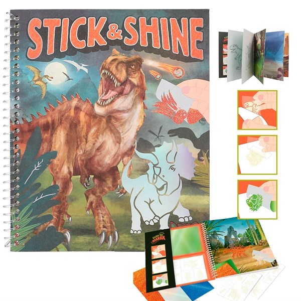 Dino World Colouring Book Stick & Shine