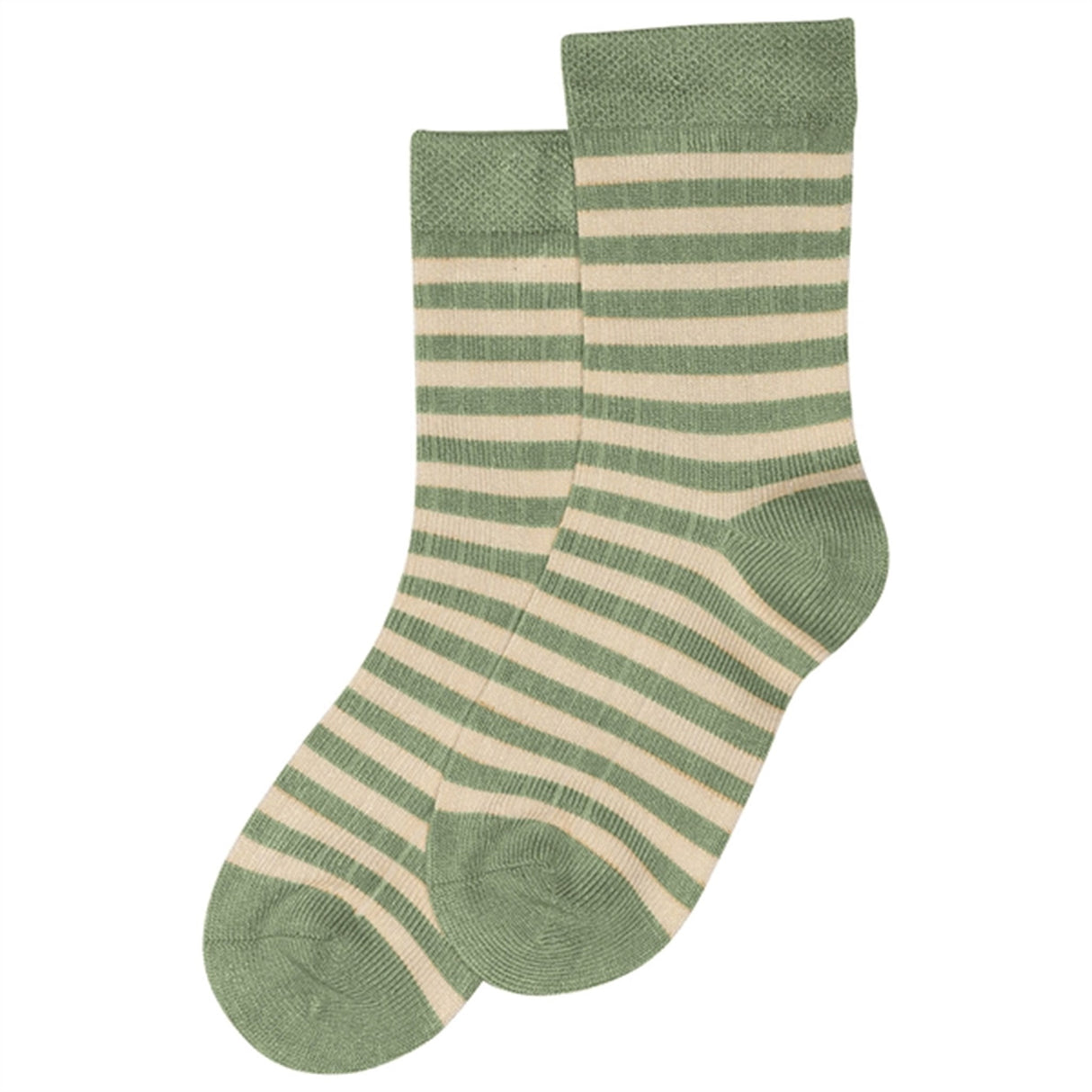 minipop® Spring Green/Offwhite Bambus Sokker Stripe
