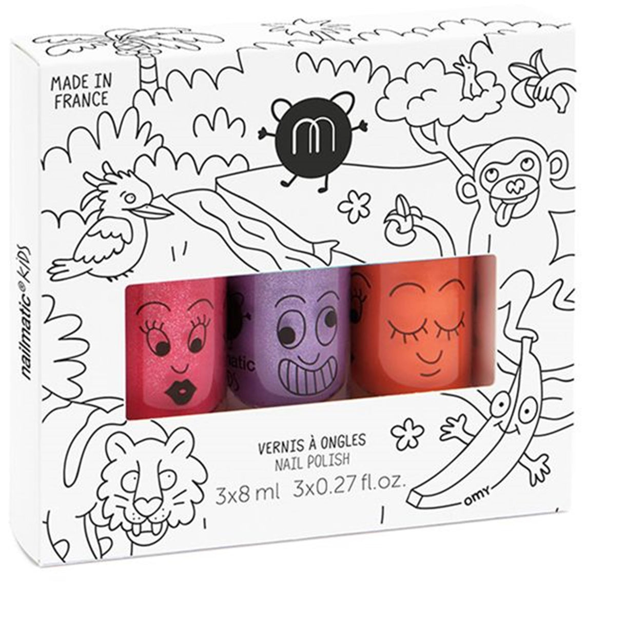 Nailmatic Nail Polish Water-based 3 Pack Jungle 3 Kitty/Dori/Piglou