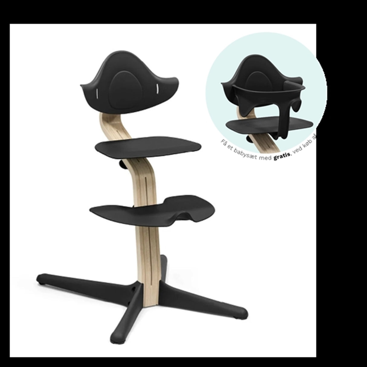 Stokke® Nomi® Stol Natural Black Inkl. Babysæt