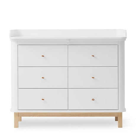 Oliver Furniture Wood Puslekommode m. 6 Skuffer Hvit/Eik