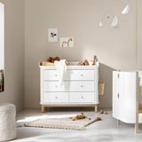 Oliver Furniture Wood Puslekommode m. 6 Skuffer Hvit/Eik 4