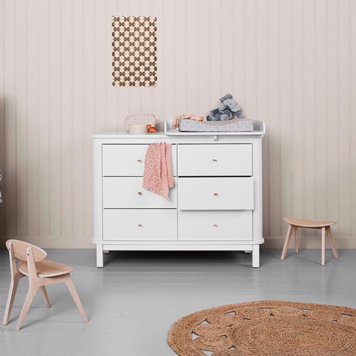 Oliver Furniture Wood Puslekommode m. 6 Skuffer Hvid 2