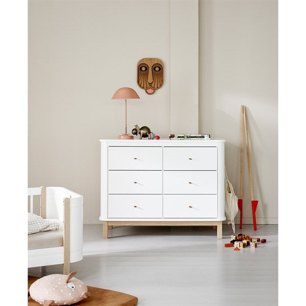 Oliver Furniture Wood Puslekommode m. 6 Skuffer Hvit/Eik 2