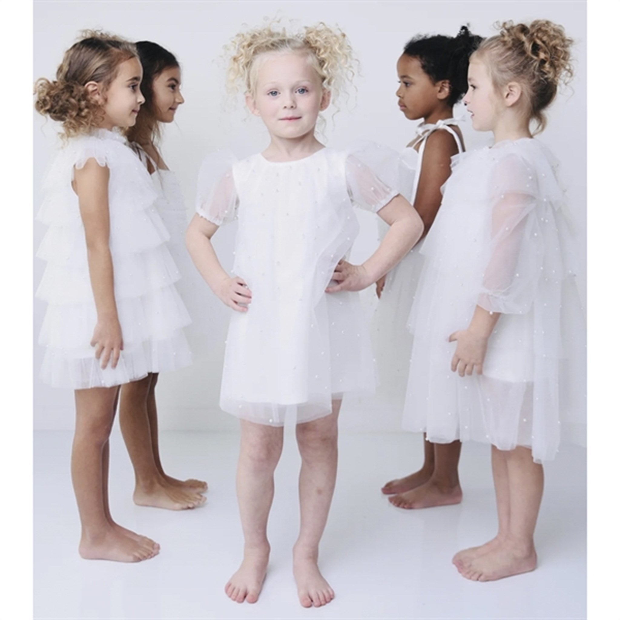 Dolly by Le Petit Tom Pearl Tulle Puff Aline Kjole White 2