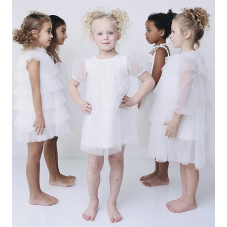 Dolly by Le Petit Tom Pearl Tulle Puff Aline Kjole White 2