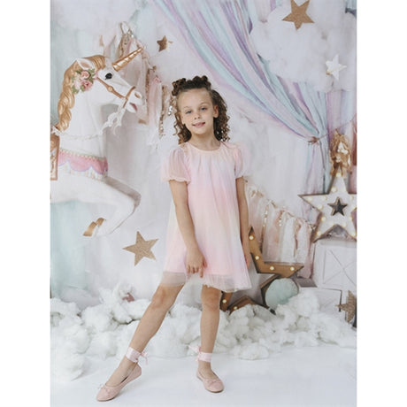 Dolly by Le Petit Tom Unicorn Rainbow Puff Tulle Kjole Rainbow Pastel