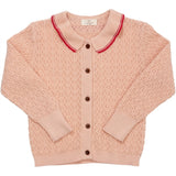 Copenhagen Colors Dusty Rose/Red Comb. Pointelle Kabelstrik Cardigan m. krage