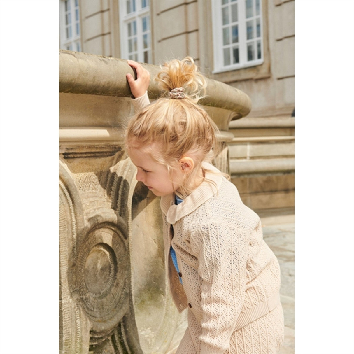 Copenhagen Colors Sand/Cream Comb. Pointelle Kabelstrik Cardigan m. Krage 5