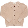 Copenhagen Colors Sand/Cream Comb. Pointelle Kabelstrik Cardigan m. Krage