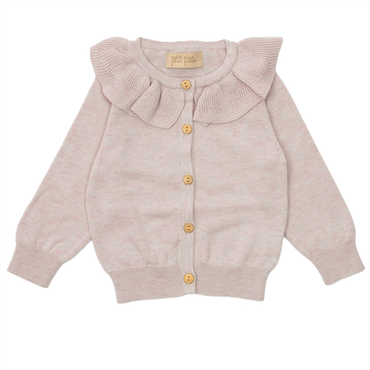 Petit Piao Light Rose Melange Collar Strikk Cardigan