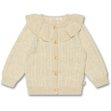 Petit Piao® Off White Cardigan Strikk Cabel Collar