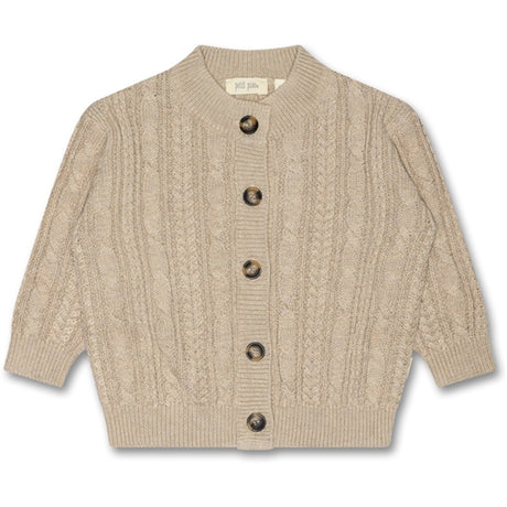 Petit Piao® Light Taupe Melange Cardigan Chunky Strikk Cabel